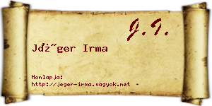 Jéger Irma névjegykártya